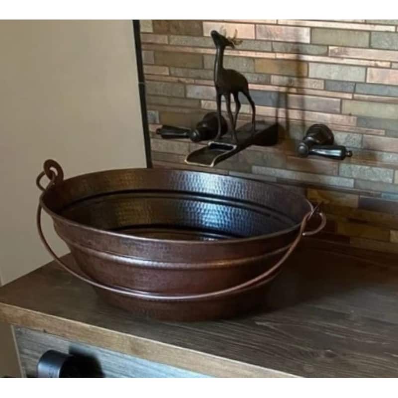 16" Oval Farmhouse Copper Vessel BUCKET Bathroom Sink by SimplyCopper - 16" X 12" X 6"