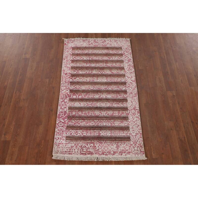 Abstract Accent Rug Handmade Multi-Color Wool Carpet - 2'8"x 4'9"