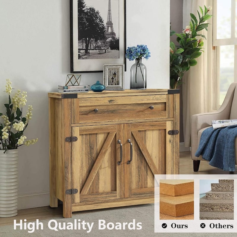 Farmhouse Double Barn Door Cabinet for Kitchen Dining Room Living Room