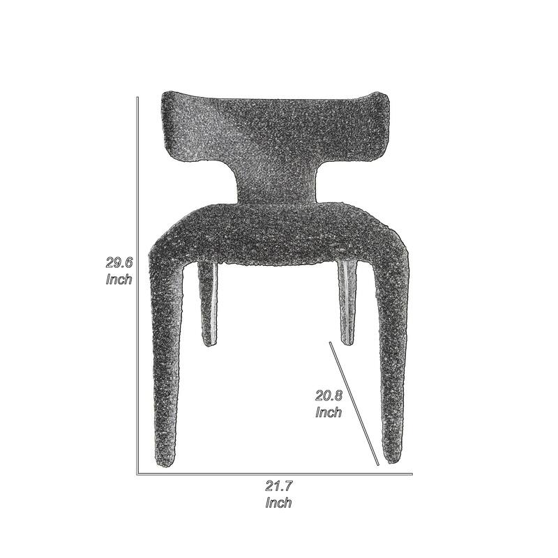 Cid Eve 21 Inch Dining Chair, Curved Wingback Off White Textured Polyester