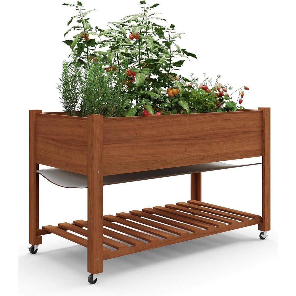 48x24x30in Raised Garden Bed with Wheels, Legs-Enhanced Depth