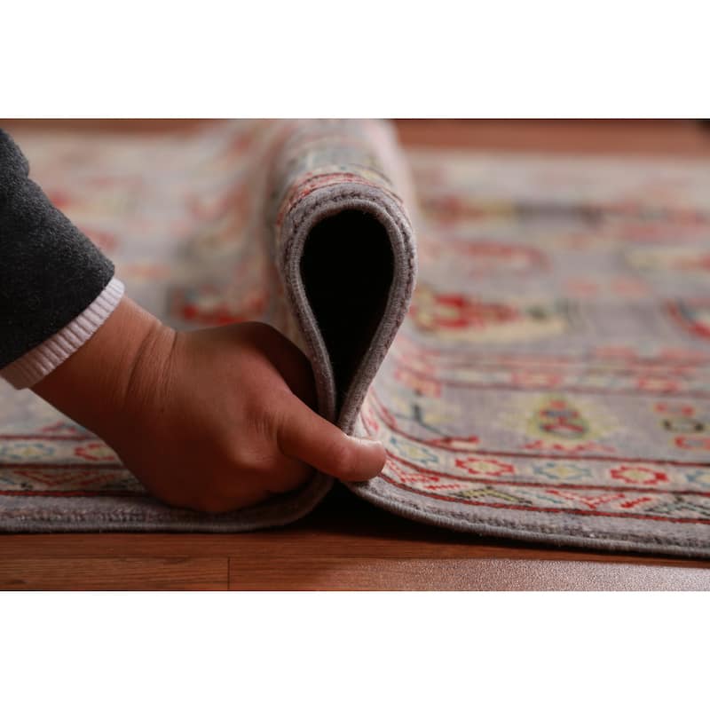 Hand Knotted Oriental 100% Wool Carpet Traditional All-Over Greys & Charcoal Kazak Area Rug - 10' 5'' X 8' 3''
