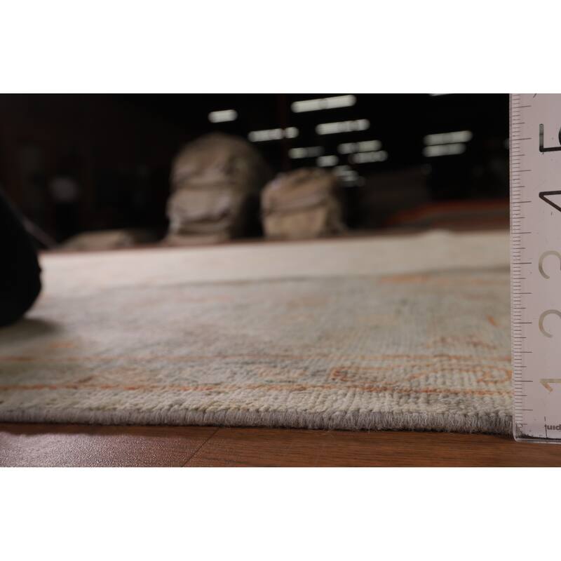 All-Over Vegetable Dye Oushak Turkish Area Rug Handmade Wool Carpet - 9'0" x 11'10"