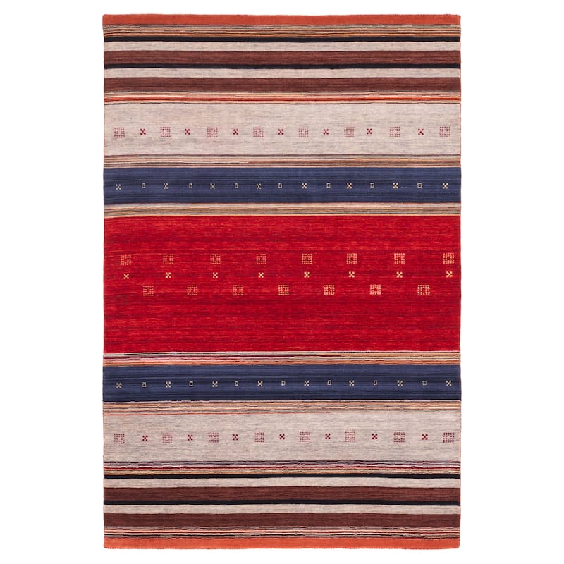 ECARPETGALLERY Hand Loomed Kashkuli Gabbeh Red Wool Rug - 6'5 x 9'9