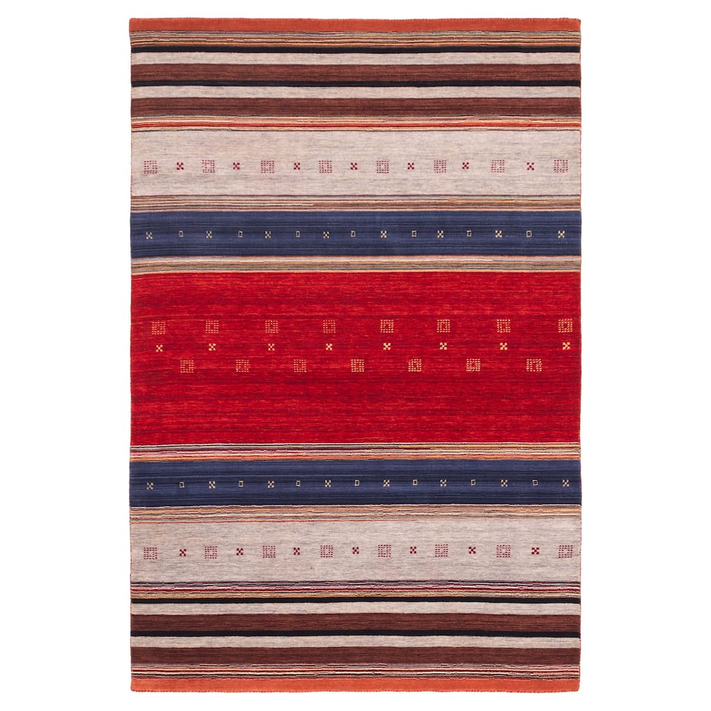 ECARPETGALLERY Hand Loomed Kashkuli Gabbeh Red Wool Rug - 6'5 x 9'9