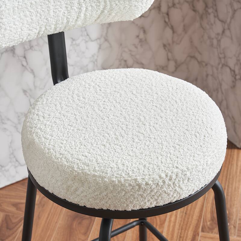 360° Swivel Bar Stools Set of 2,Boucle Counter Height Bar Chairs with Metal Legs for Kitchen Island, Dining Room