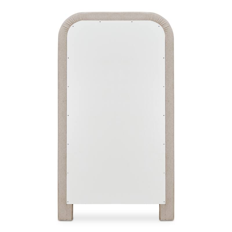NADAAL STUDIOS Cassair Floor Mirror, Soft-Corner Ruched Upholstered Frame Full-Length, Olive