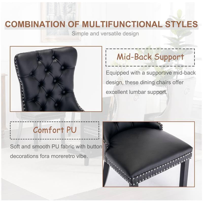 Modern Tufted Velvet Upholstered Nailhead Dining Chair Set of 6