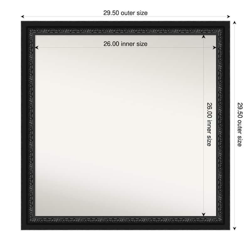 Downton Black Non-Beveled Wood Framed Wall Mirror - Downton Black - 30 x 30 in