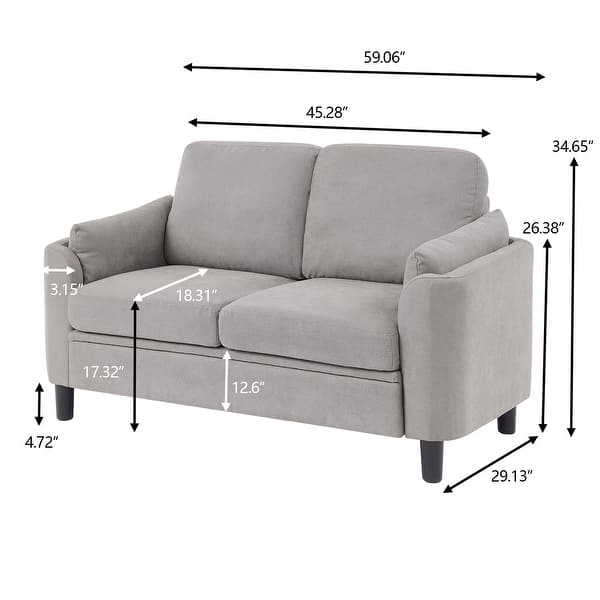 dimension image slide 2 of 5, 59.06" Loveseat Sofa with Soft Handrest