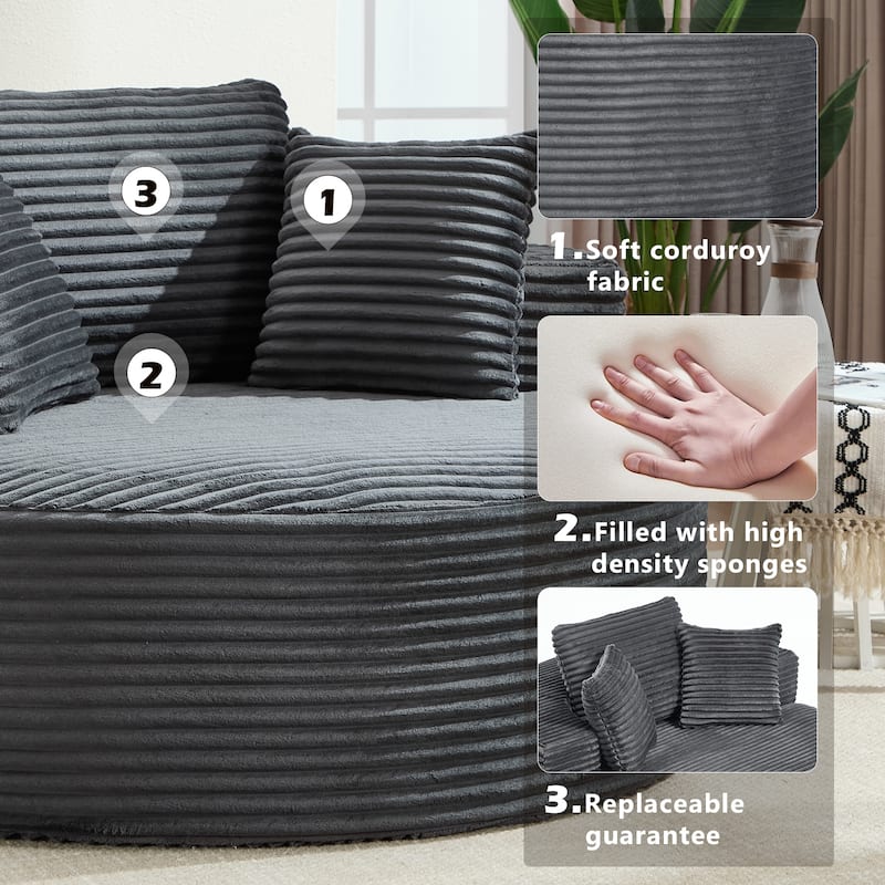 Sectional Modular Daybed Couch, Round Sofa Bed with Memory Foam, Sleeper Sofa with Removable Cushions