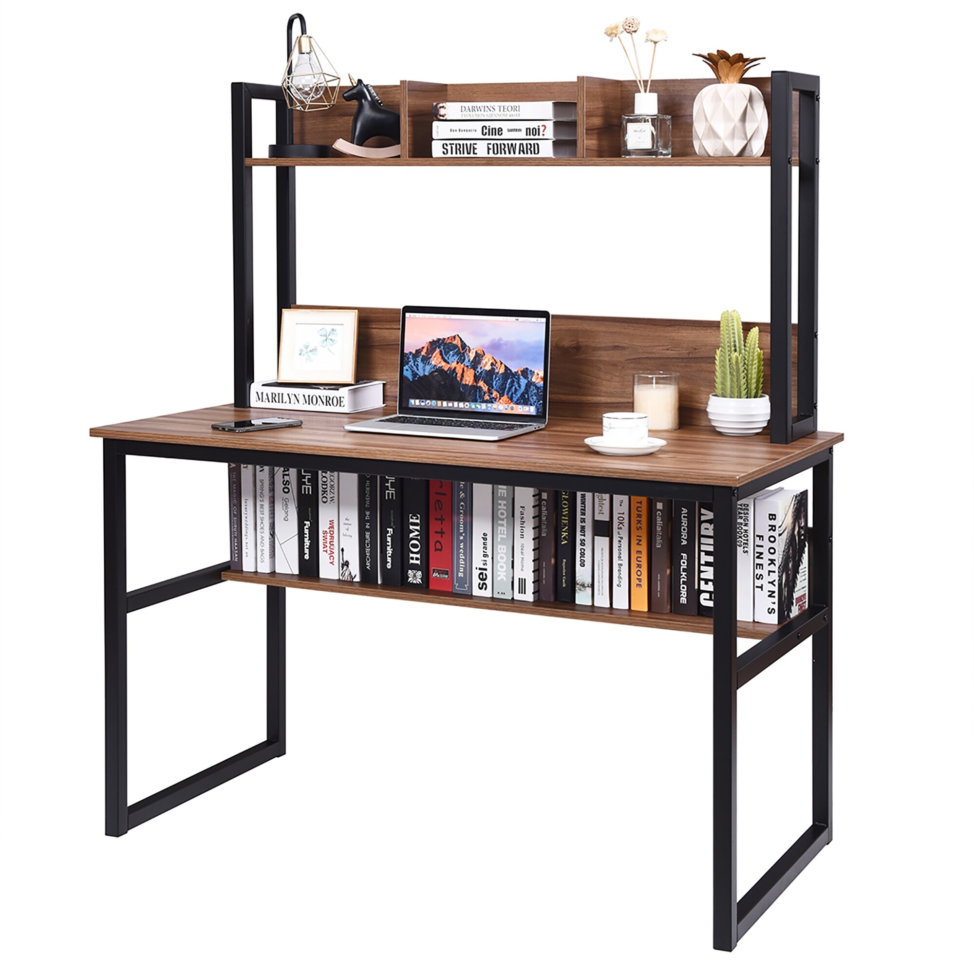 Computer Desk With Hutch And Shelf Gaming Desk Home Office Desk Overstock 31720901 Choose traditional, modern designs or impressive executive desks. computer desk with hutch and shelf gaming desk home office desk