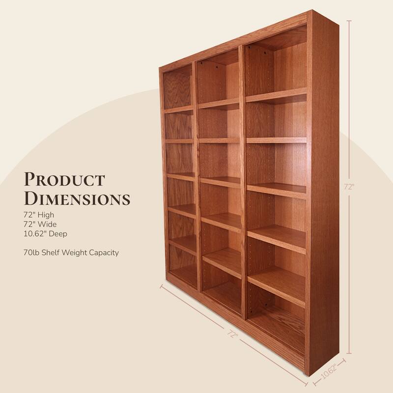 Concepts in Wood Bookshelf, 18 Shelf, Triple Wide, 84 inch Tall
