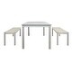 preview thumbnail 4 of 9, SAFAVIEH Outdoor Living Aquina Table and 2-Bench Dining Set - 35"W x 67"D x 29"H