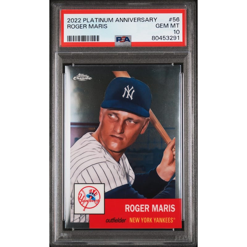 Roger Maris 2022 Topps Chrome Platinum Anniversary Baseball Card #56 Graded PSA 10 - 8' x 11'