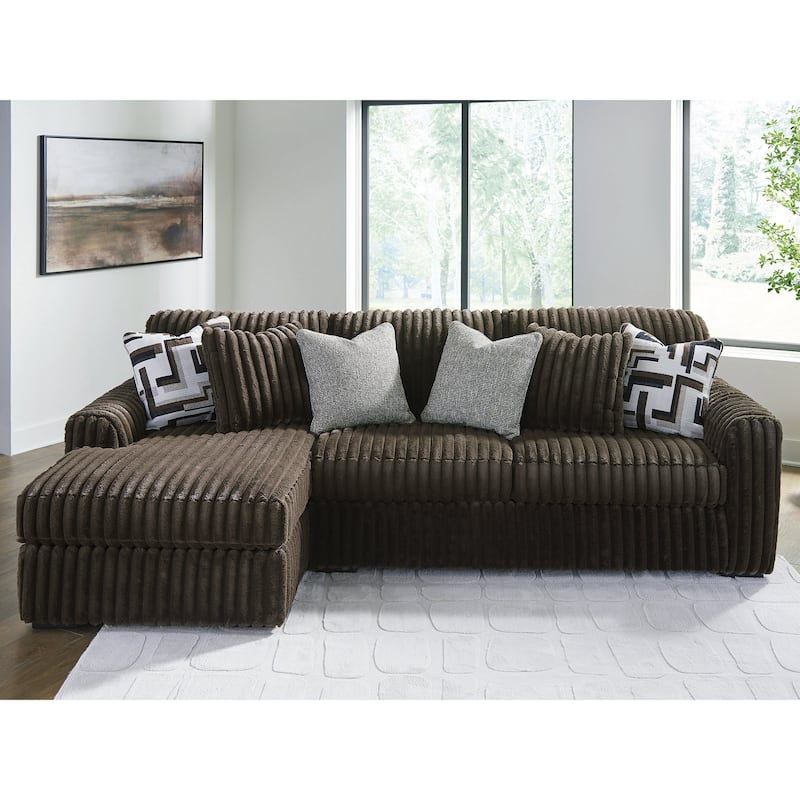 Signature Design by Ashley Midnight-madness Brown 2-Piece Sectional Sofa with Chaise - 120" W x 65" D x 40" H - Left Facing