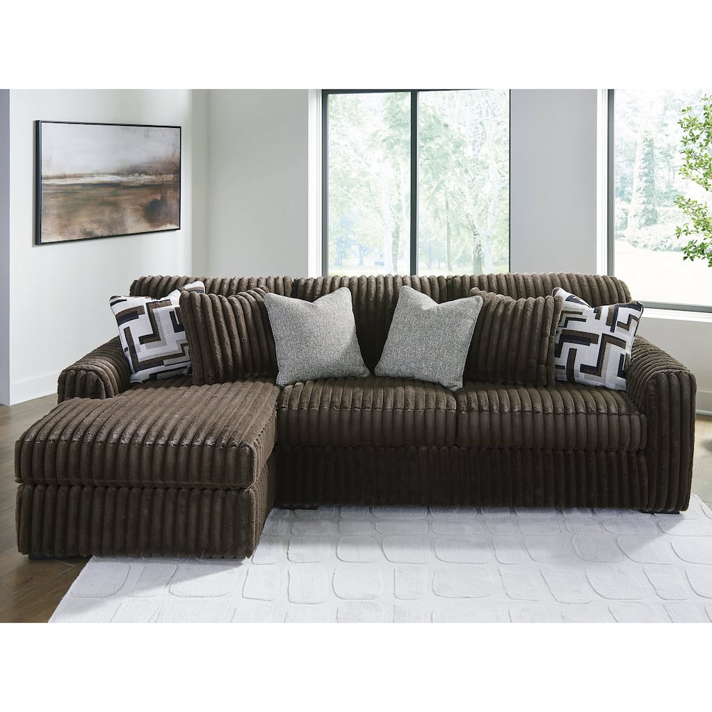 Signature Design by Ashley Midnight-madness Brown 2-Piece Sectional Sofa with Chaise - 120" W x 65" D x 40" H