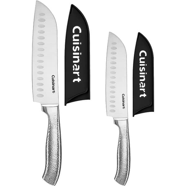 Cuisinart Classic High-Carbon Hammered Stainless Steel Forged Knife Set With Sheath Blade Gaurds