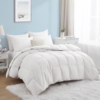 All Season White Goose Feather Comforter Sewn-through Construction