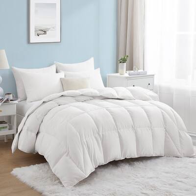 All Season White Goose Feather Comforter Sewn-through Construction