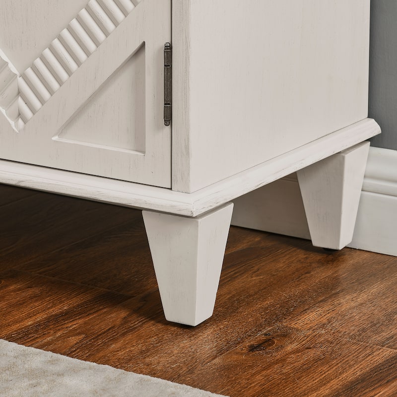 Vintage-Inspired 33.6" Geometric Sideboard – Symmetrical Storage Cabinet for Multi-Room Use‌