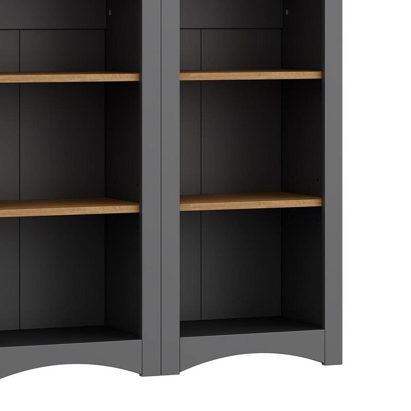 Farmhouse Free Standing 5 Tier Bookshelves Set of 2 with Adjustable Shelves for Versatile Storage
