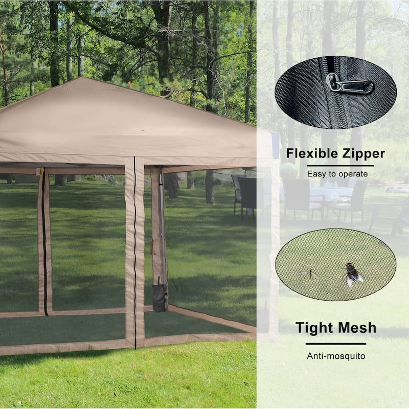 Aoodor 10 x 10 FT Pop Up Canopy Tent Portable Instant Shade Canopy with Netting for Camping, Party and Other Outdoor Events