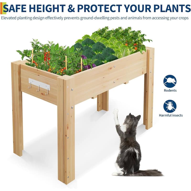 47x30x22 Inch Elevated Garden Bed Planter Box for Vegetables & Herbs - N/A