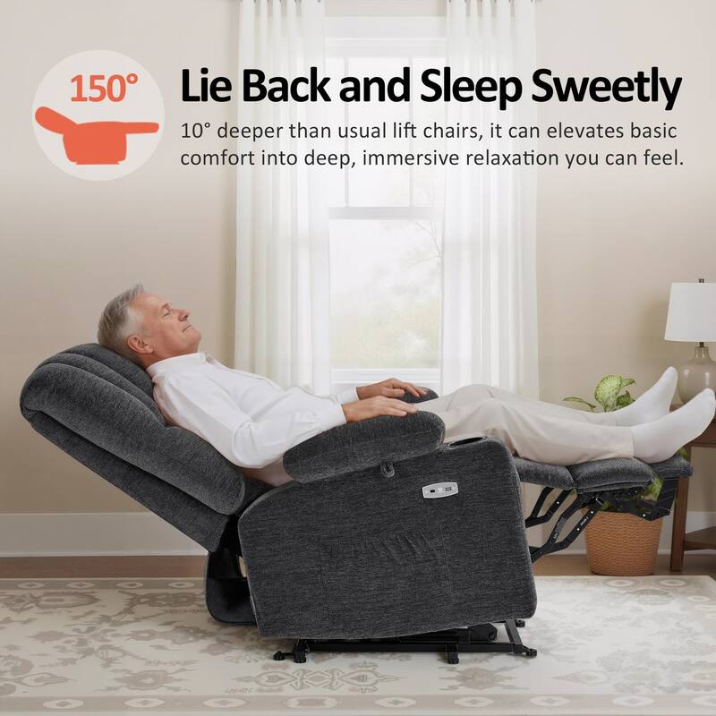 Power Lift Recliner Chair for Elderly, Massage and Heat, Faux Leather & Fabric