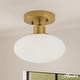 preview thumbnail 1 of 4, Hunter + Jasmine Roth Getty Luxe Gold Cased White Glass 1-Light Flush Mount Ceiling Light - Transitional, Modern Luxe Gold