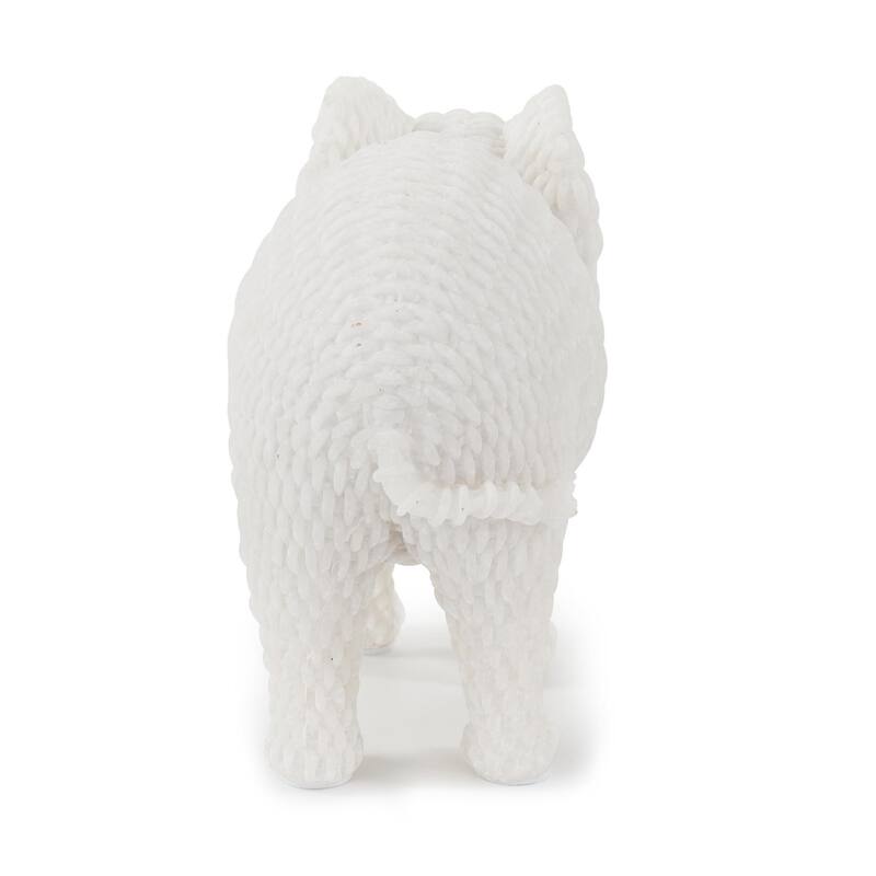 Allan Andrews White Resin Elephant Sculpture with Textured Rattan Pattern - 5.5"H x 8"D x 3"W