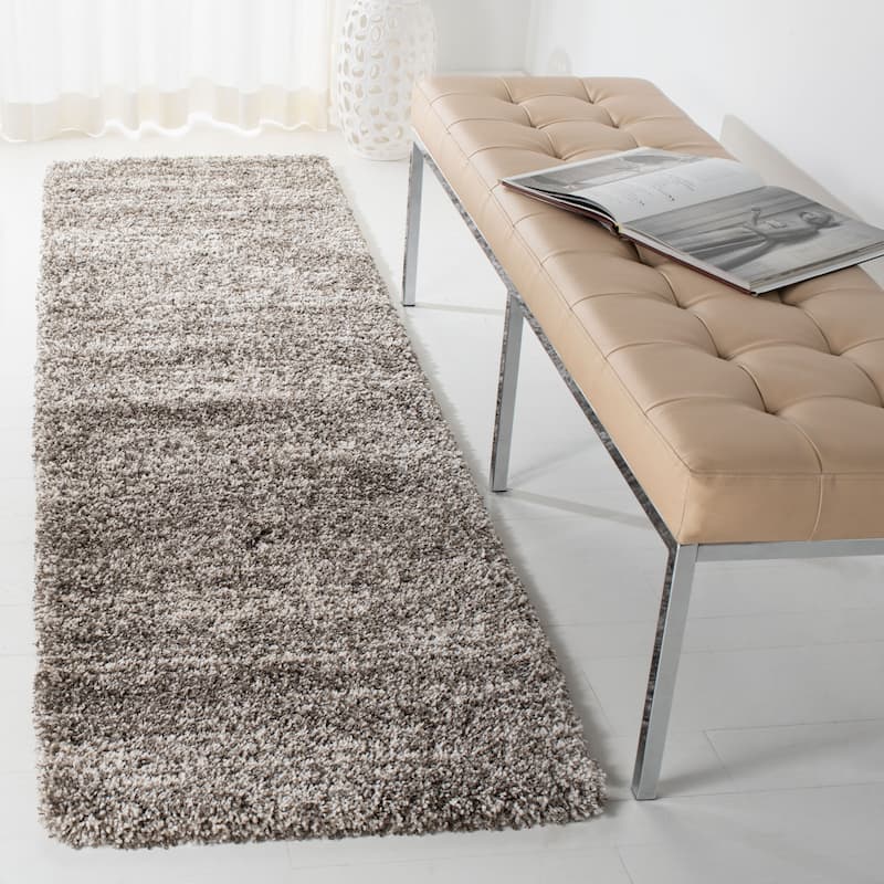SAFAVIEH Hudson Shag Renita 2-inch Thick Rug - 2'3" x 8' Runner - Grey/Ivory