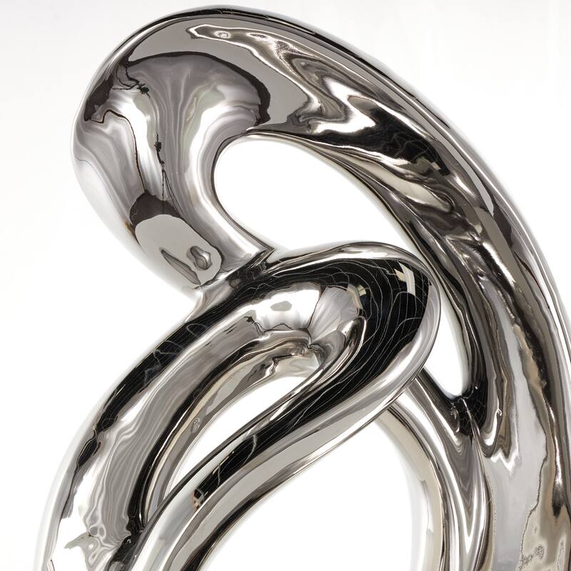 Ceramic Abstract Decorative Sculpture - Silver - Roche River Decor
