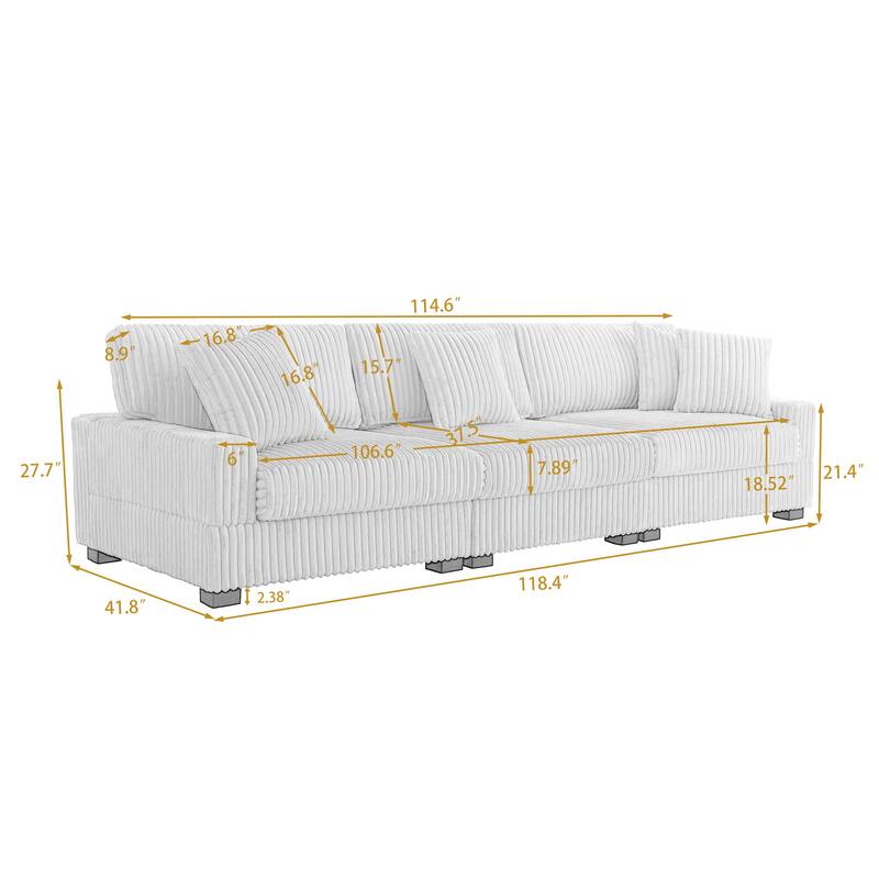 Modular Sectional Sofa Set with Adjustable Headrests and Ottomans