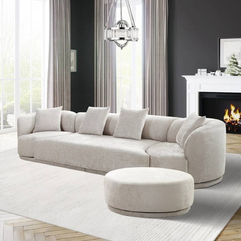 Pasargad Home Amalfi Upholstered Living Room Sofa Set, Warm Grey - W149xD41xH29 Inches