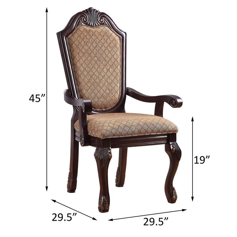 Beige and Espresso Arm Chairs with Arched Backrest (Set of 2) - Brown