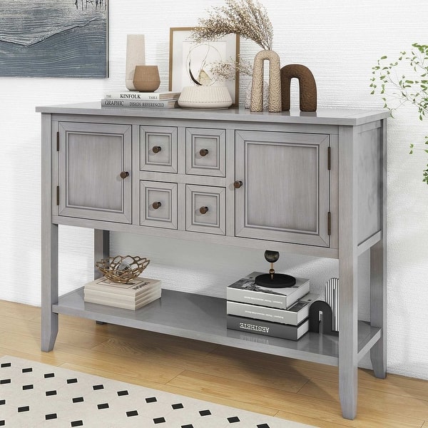 grey dresser with hutch Rustic Modern Solid Wood Sideboard / China Cabinet Hutch