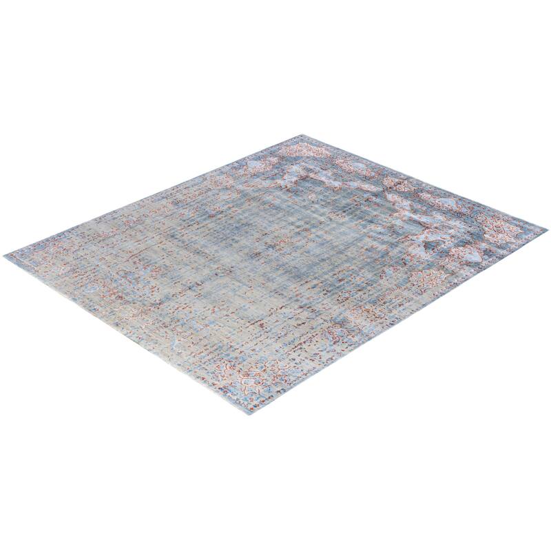 Ikat One-of-a-Kind Hand-Knotted Area Rug, Blue - 8' 1" x 9' 9"