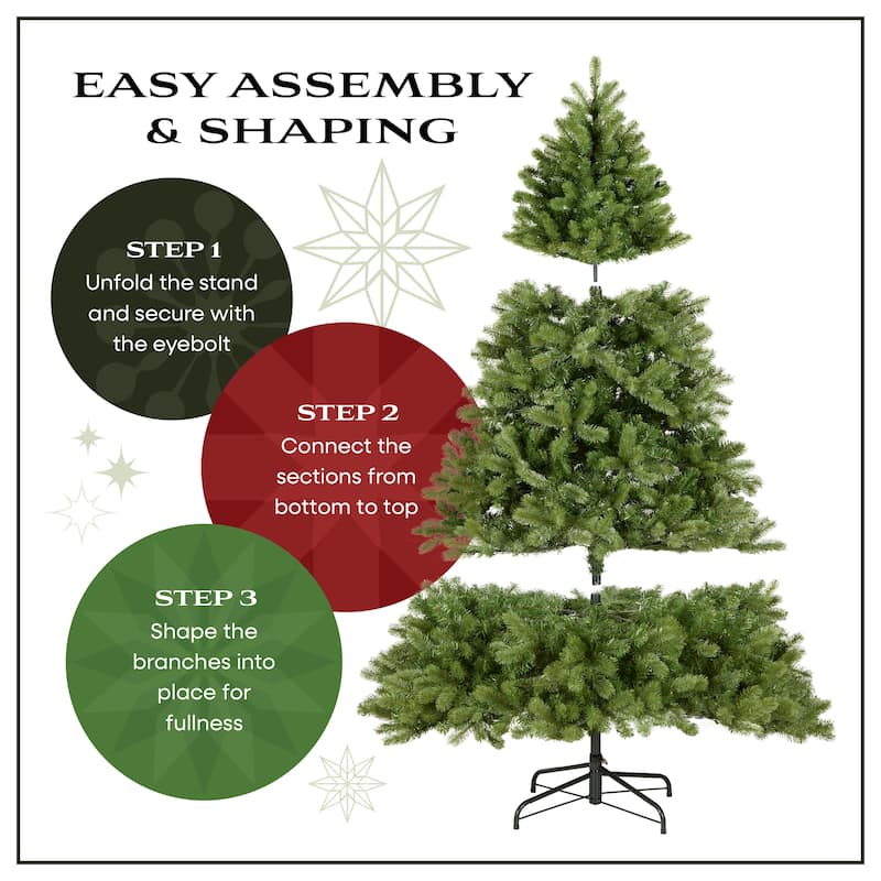 National Tree Company 9 ft Pre-Lit Carolina Pine Slim Artificial Christmas Tree with 800 Clear Lights, Includes Metal Stand