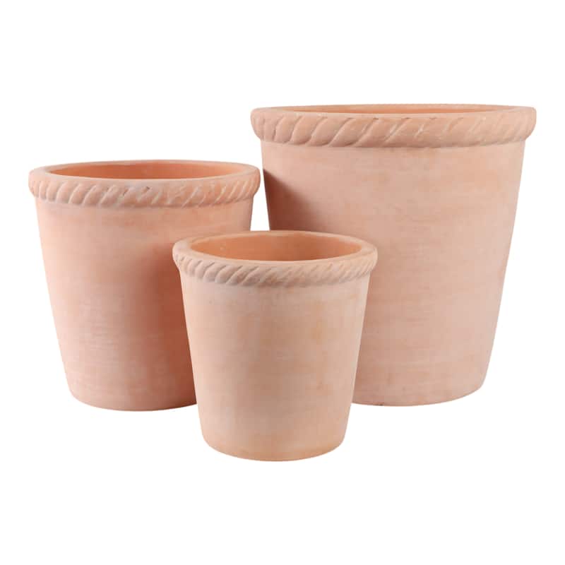 Pottery Clay Planter Modern Decorative Versatile Design (Set of 3) - 15" x 15" x 15"