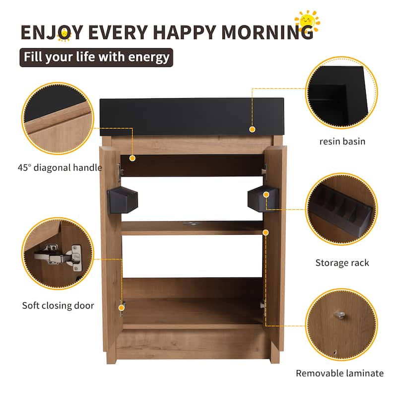 Beingnext 24"/30"/48"/60" Bathroom Vanity with Sink, Freestanding Bathroom Vanity with Soft Close Door