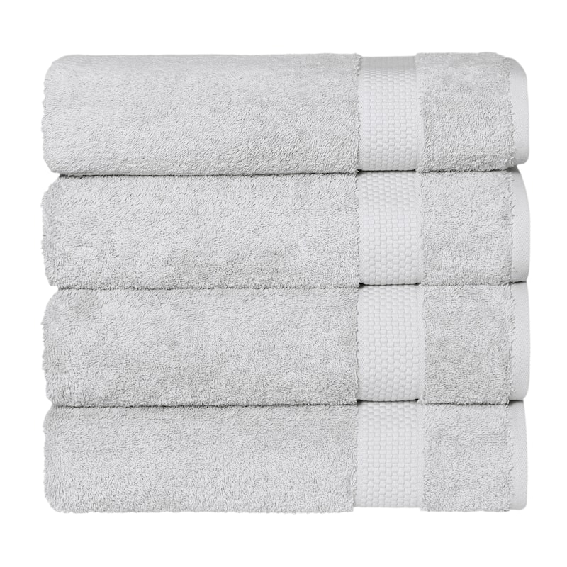 Authentic Hotel and Spa 100 percent Aeagean Long Staple Turkish Cotton STARLIGHT Terry Bath Towels (Set of 4) - Glacier Gray