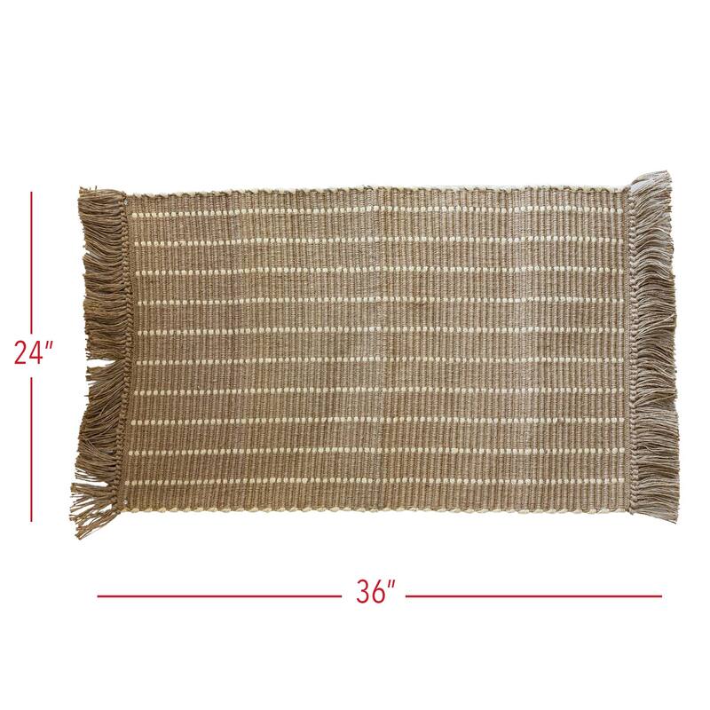 Foreside Home & Garden 2x3 Foot Striped Decorative Rug Brown Jute - 2' x 3' Rectangle