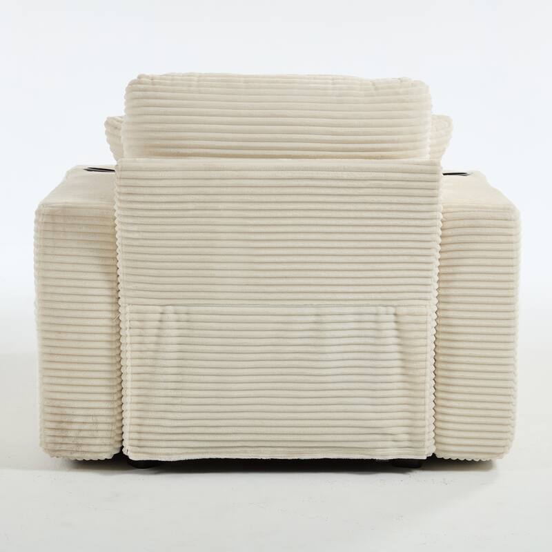 Corduroy Upholstered Chaise Lounge Sofa,Magazine bag,Detachable Cushions Deep Seat,3 colour