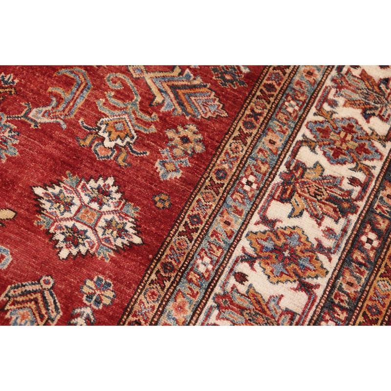 Rustic Super Kazak Zahra Red/Beige Hand Knotted Wool Square - 5'1'' x 6'0''