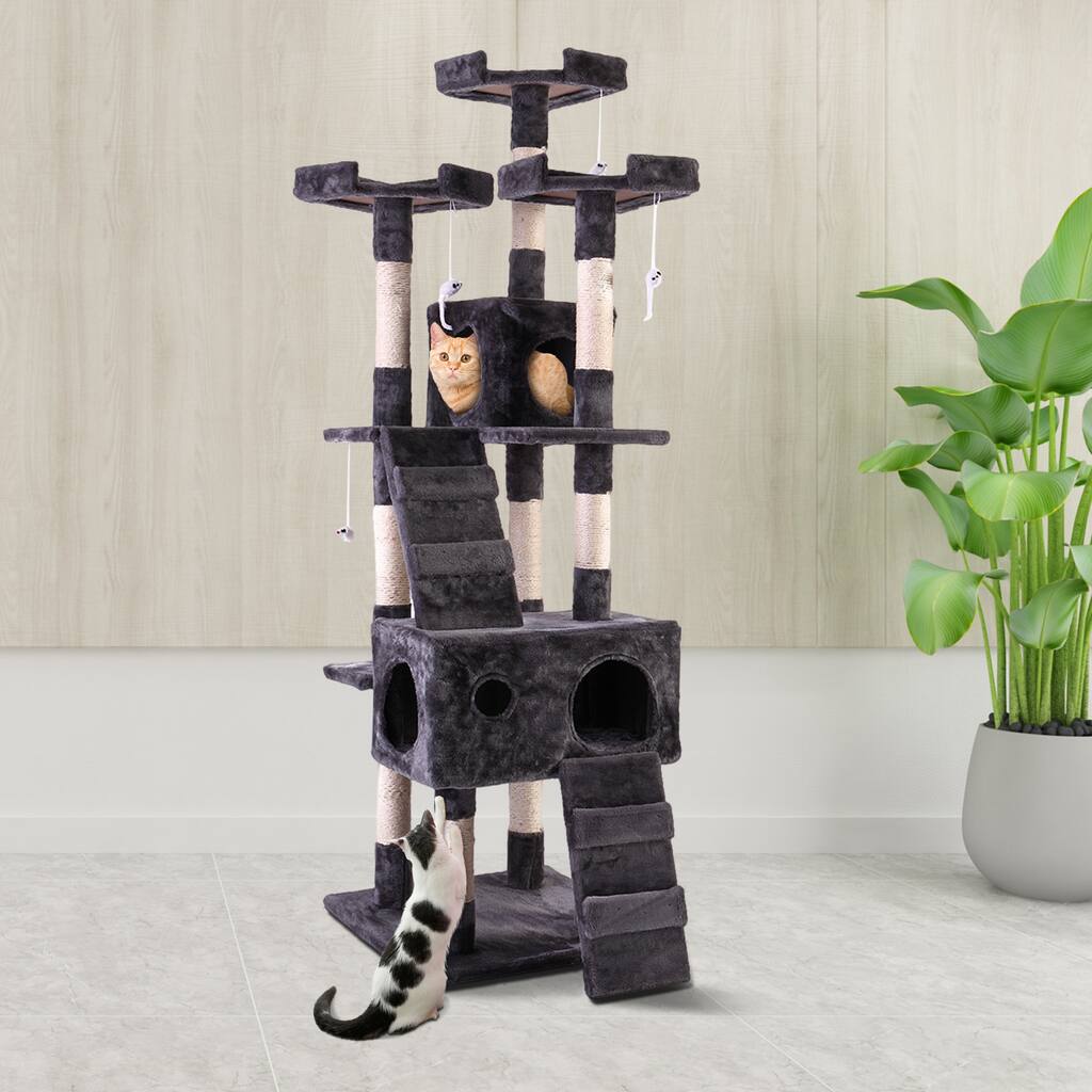 67'' Multi-Level Cat Tree Tower, Kitten Condo House with Scratching Posts, Kitty Play Activity Center