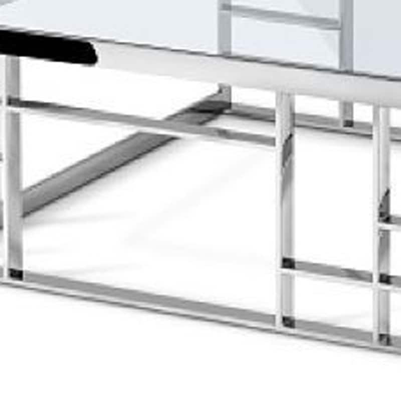 HomeRoots 40" Silver And Clear Glass Square Coffee Table