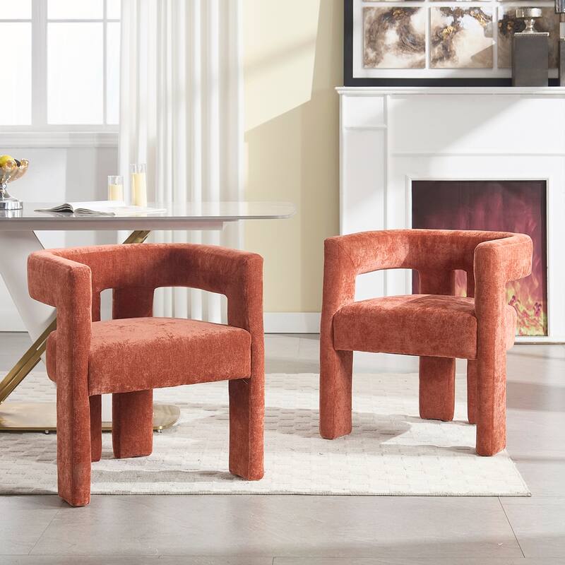 2PCS Barrel Chenille Side Chair