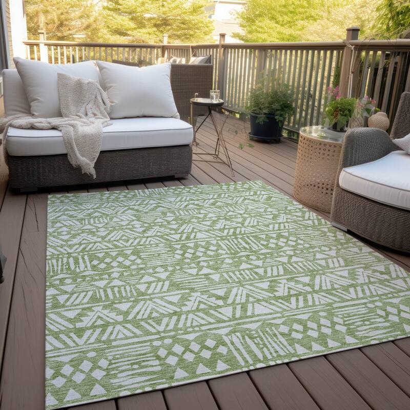 Machine Washable Indoor/ Outdoor Chantille Boho Tribal Rug