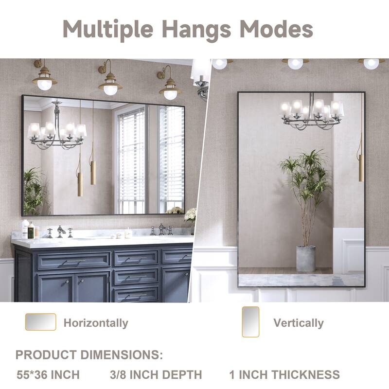 QuivaraView Wall Mounted Aluminum Frame Bathroom Vanity Mirror